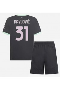 Fotbalové Dres AC Milan Strahinja Pavlovic #31 Dětské Třetí Oblečení 2024-25 Krátký Rukáv (+ trenýrky)